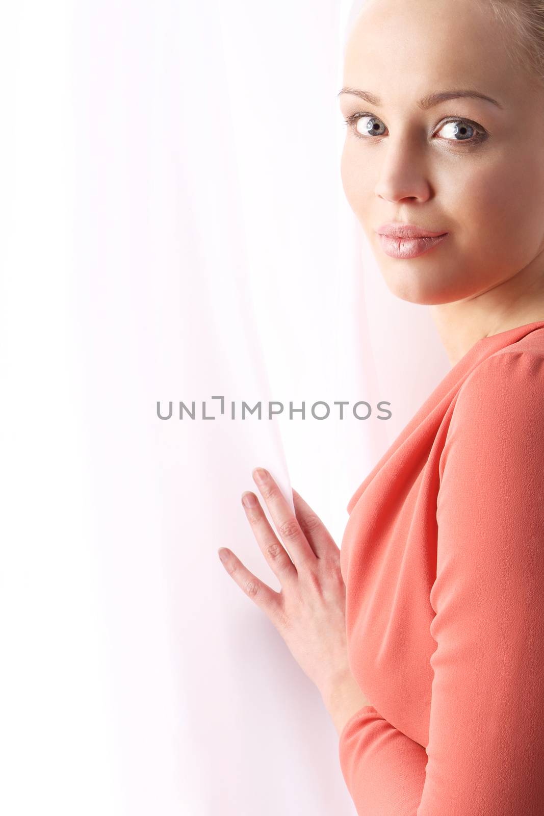 Portrait of a beautiful attractive girl with white background