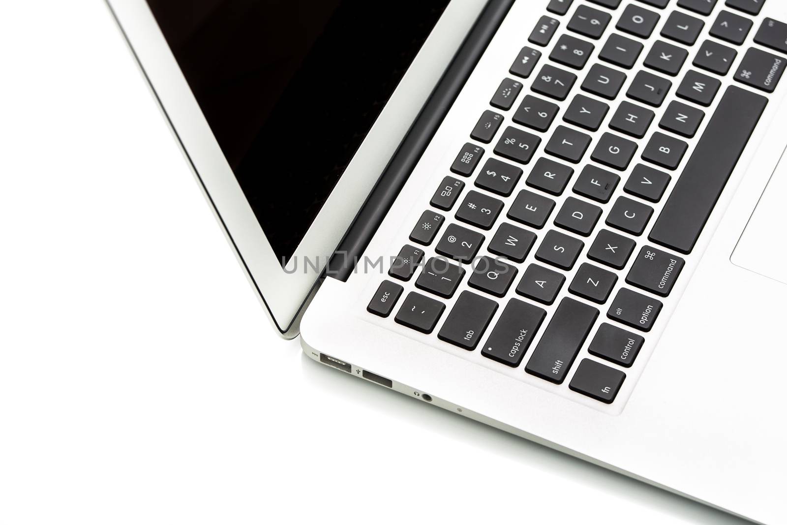 Modern laptop computer on white