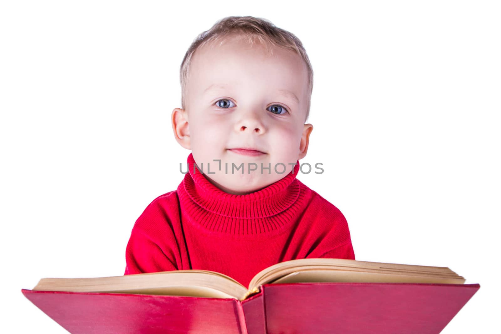 Boy reading a book by grigorenko