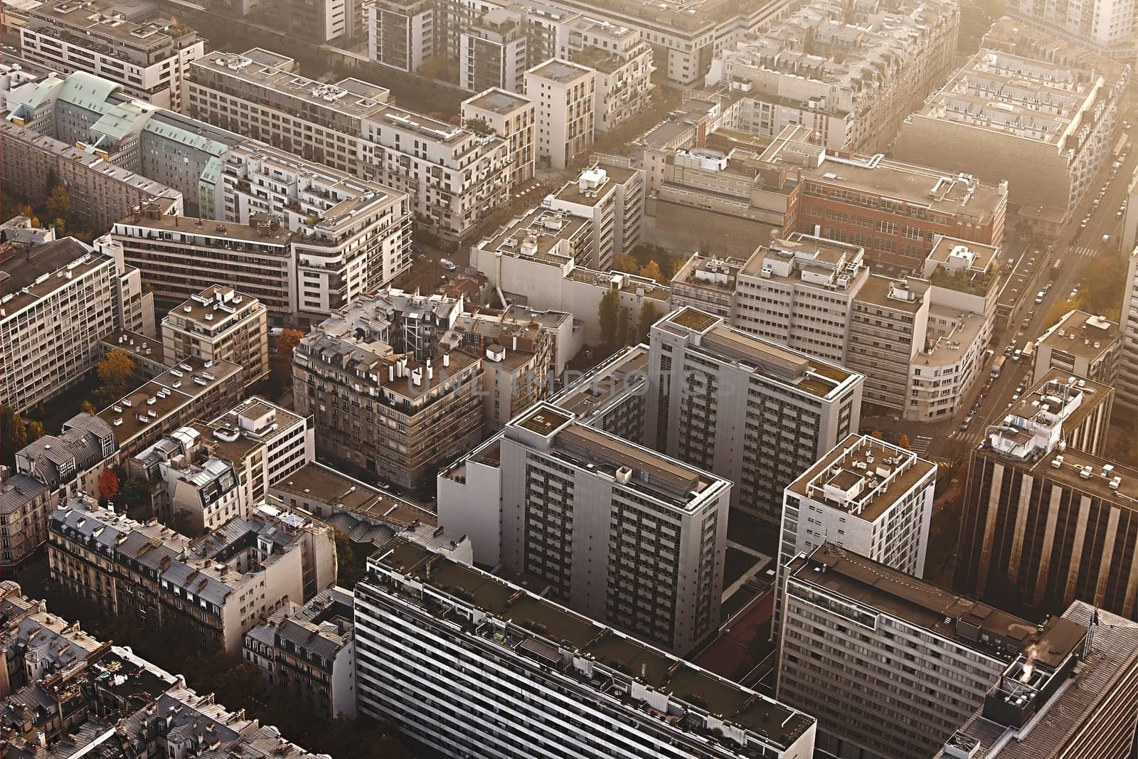 View over Paris from above with flare