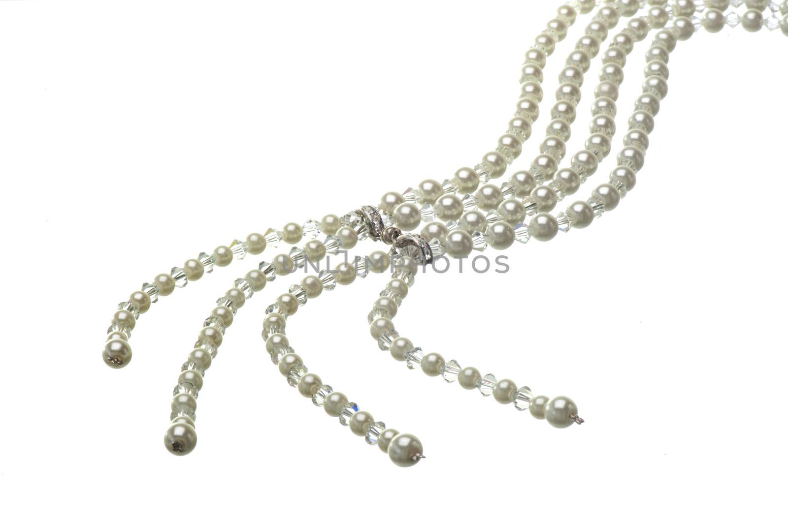 4-wire pearl necklace on a white background