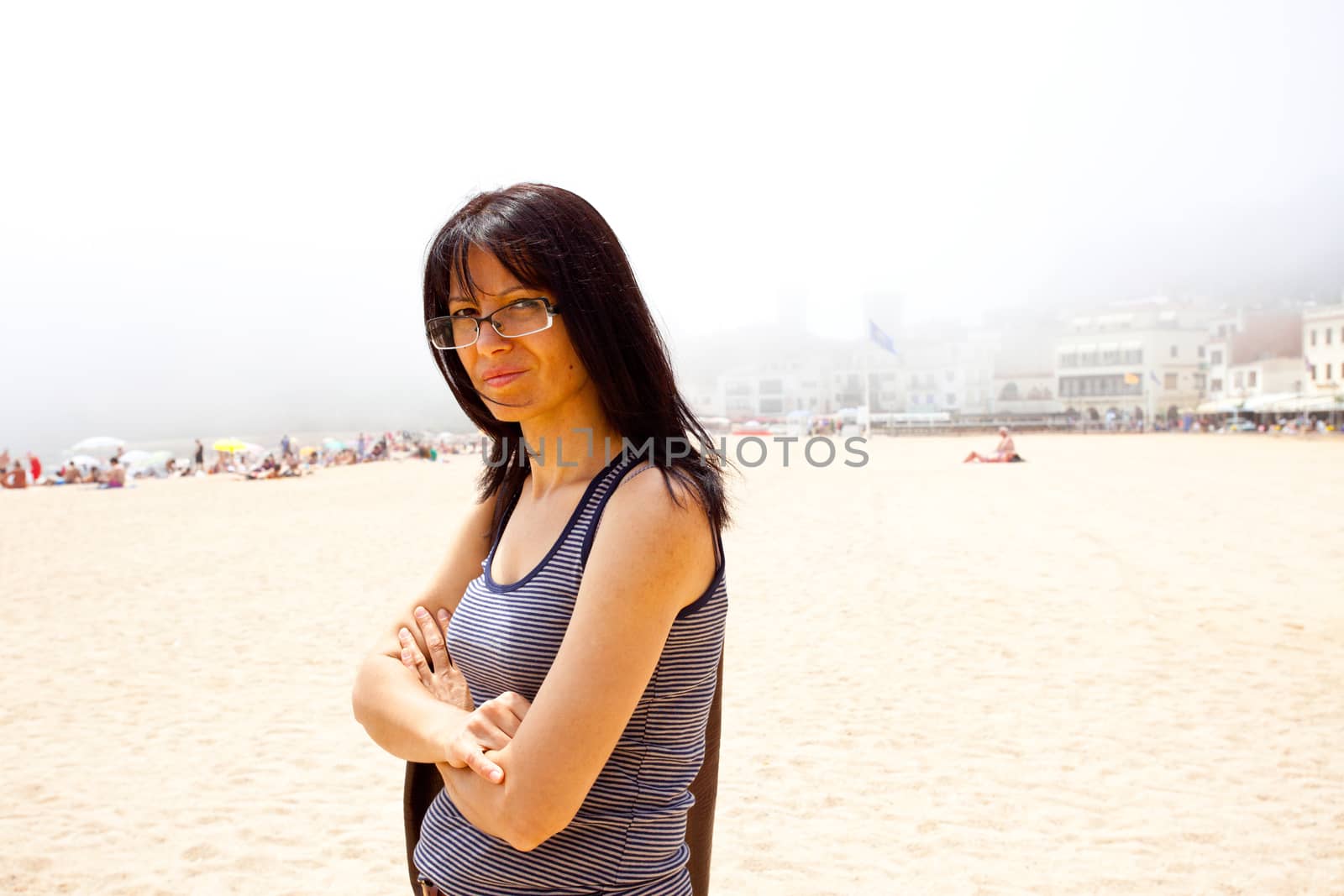 European woman on the beach