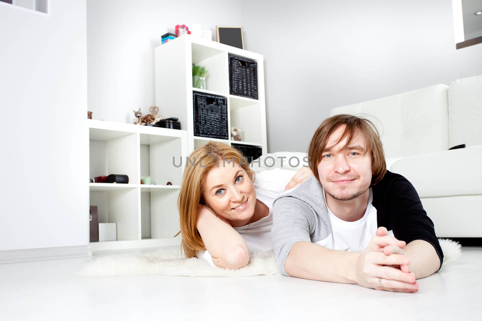 happy family in the interior of a new home