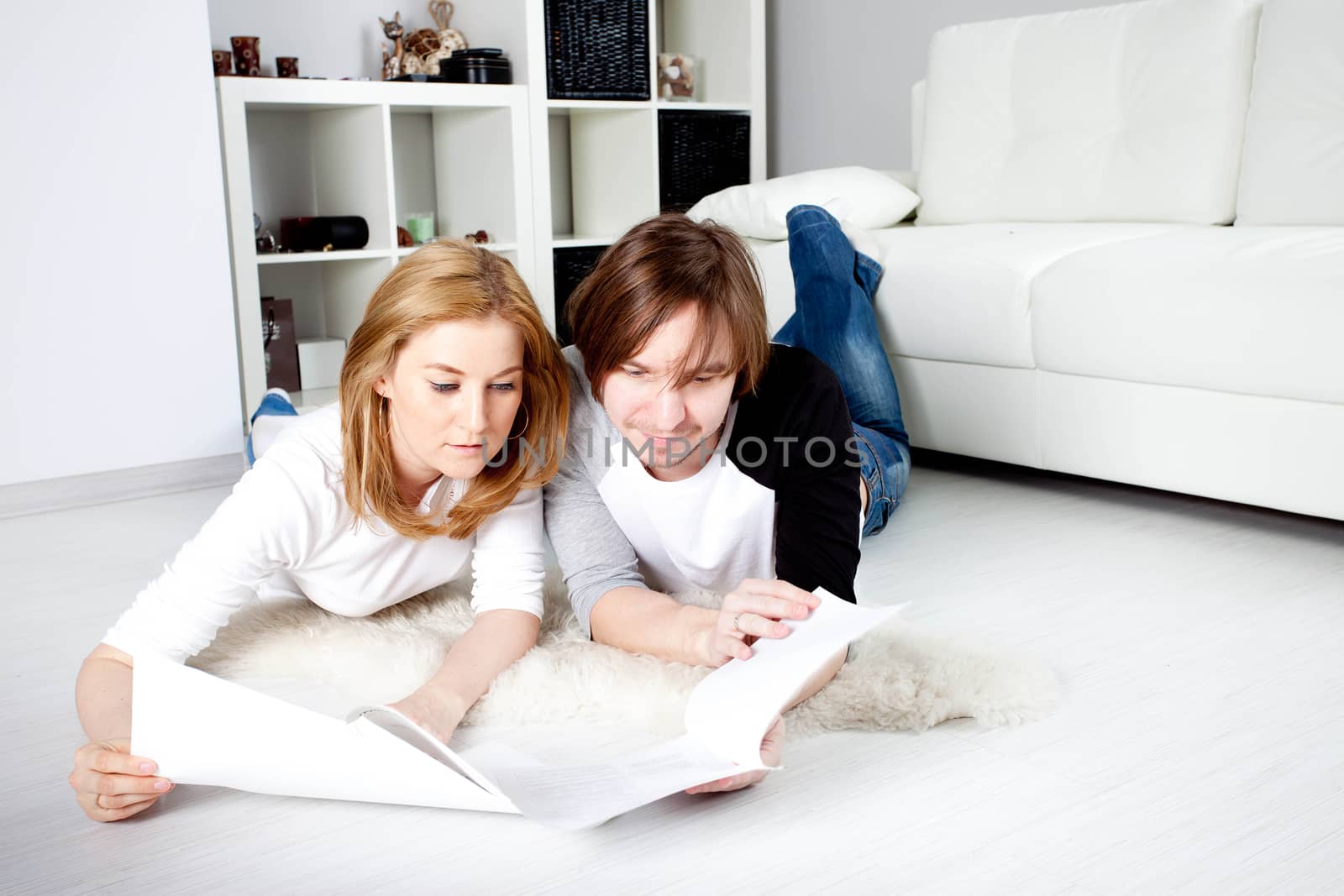 young couple planning budget