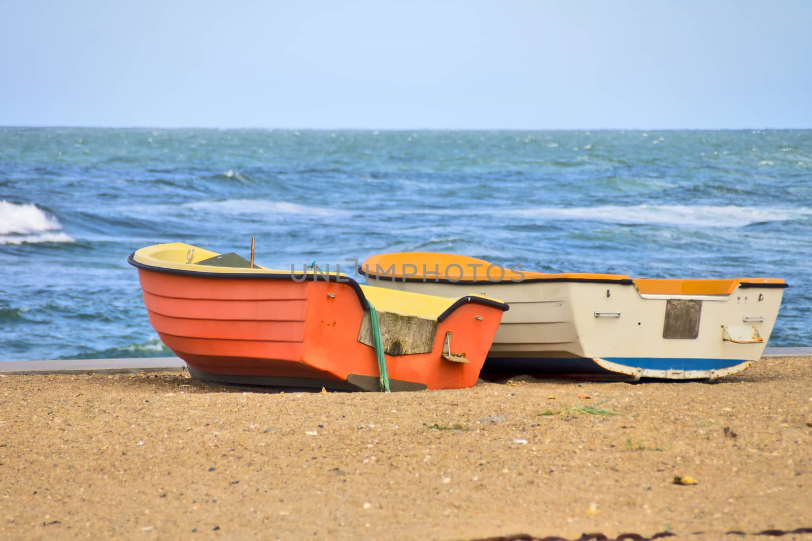 The landing place of fishing boats on the beach at the Danish North Sea coast.