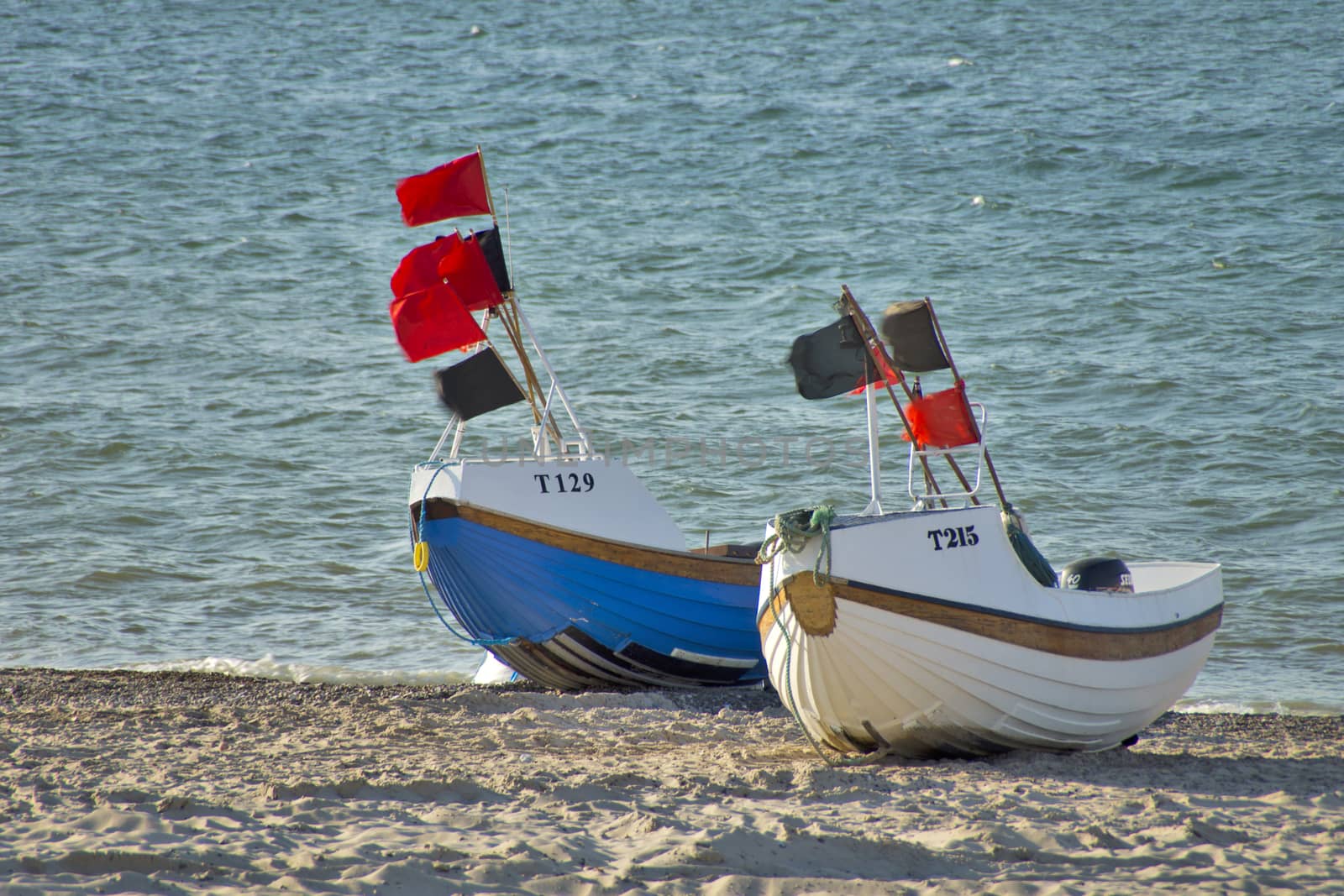 The landing place of fishing boats on the beach at the Danish North Sea coast.