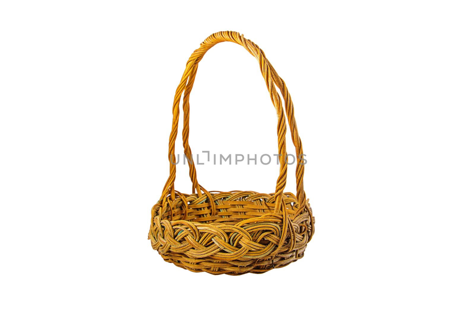 Empty wicker basket isolated on white background