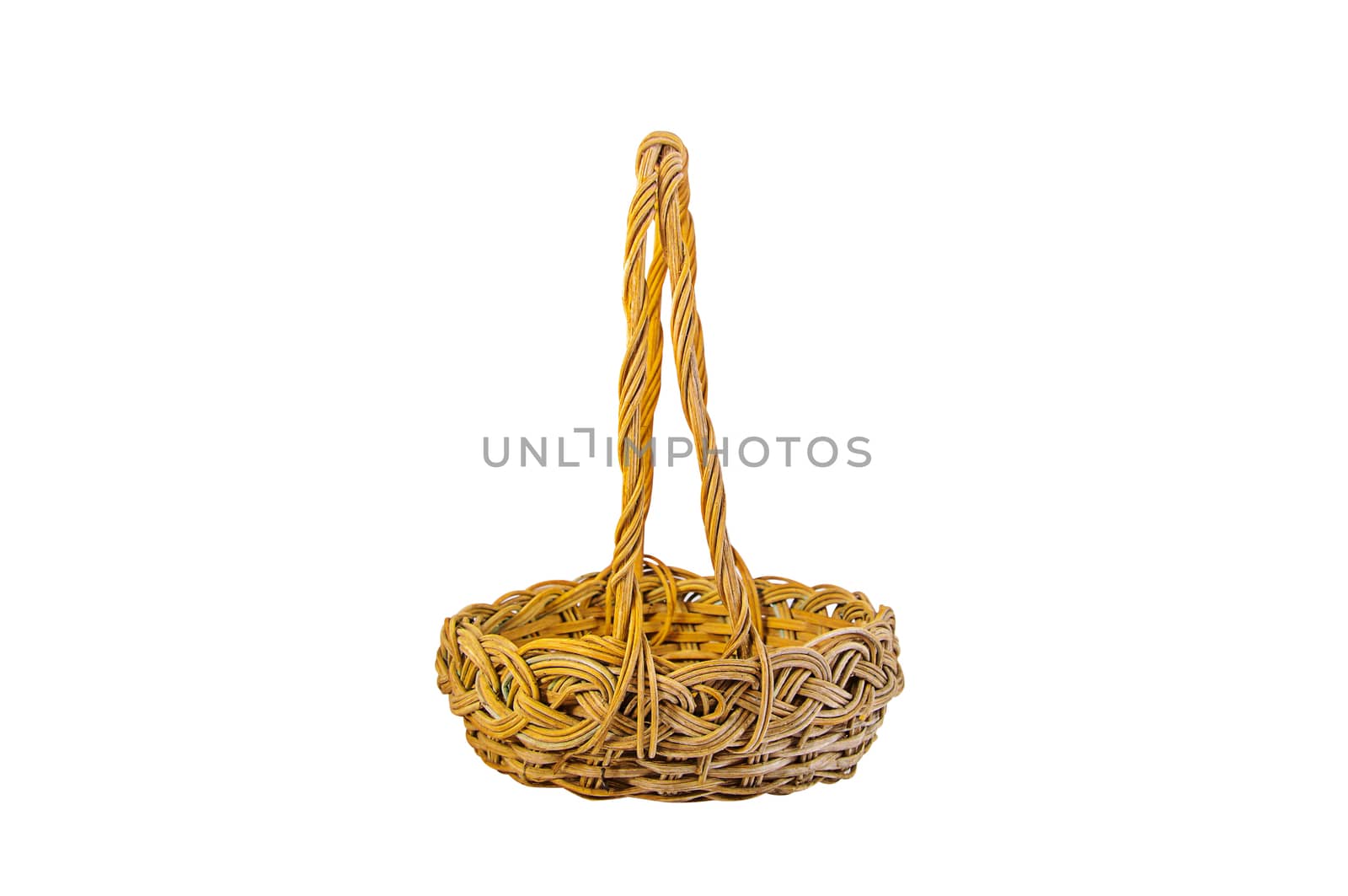 Empty wicker basket isolated on white background