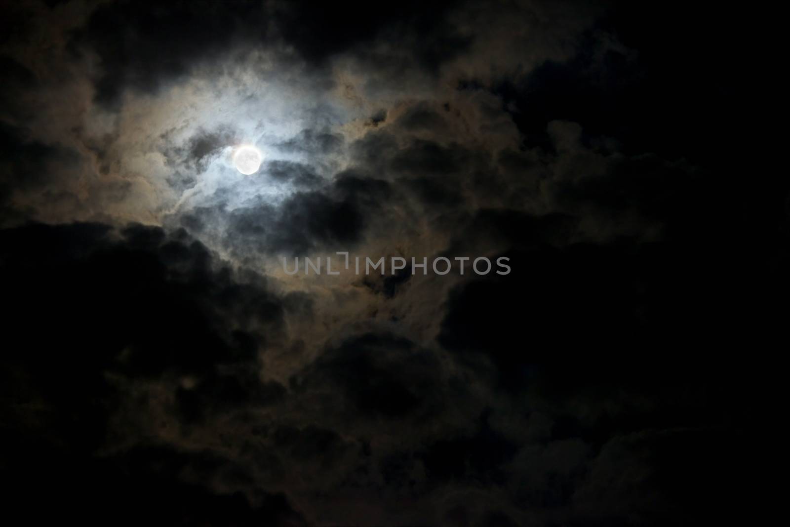 Dark stormy sky with moon