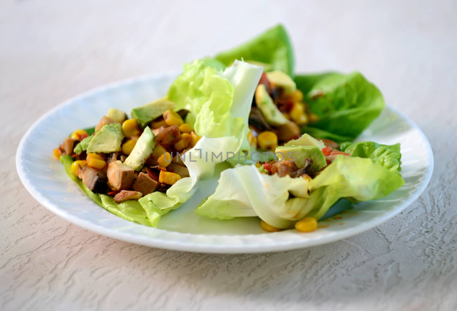 veggie mushroom lettuce wraps for an appetizer
