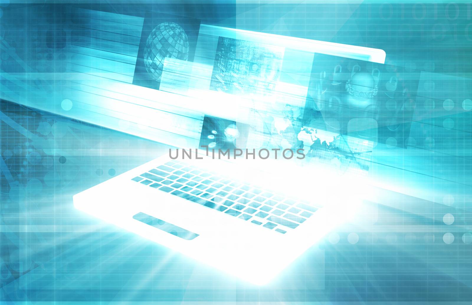 Computer Technology with Laptop and Digital Art