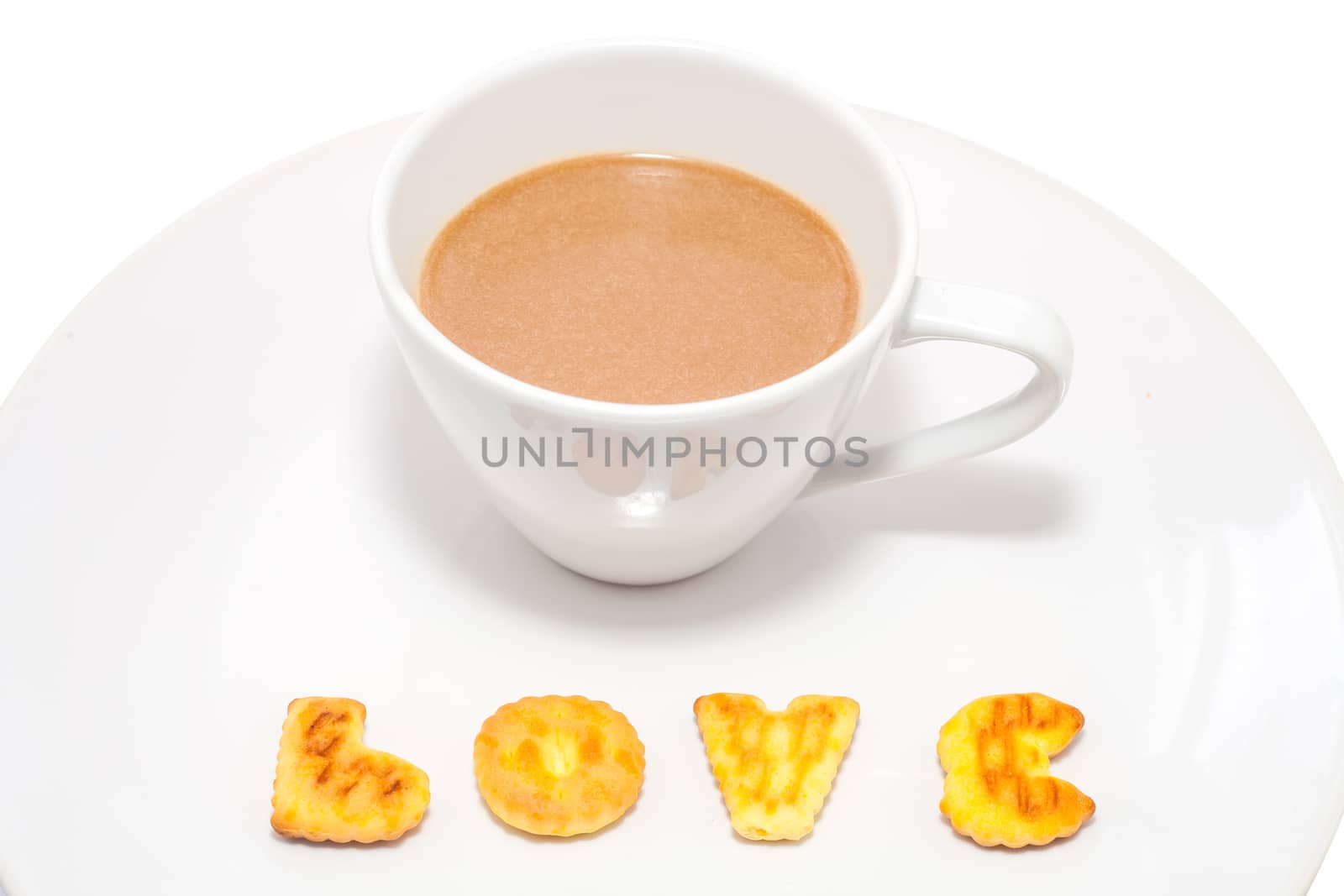 Hot coffee cup and cookie 
