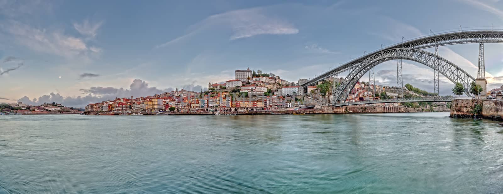Panorama of three shots in the early morning Porto