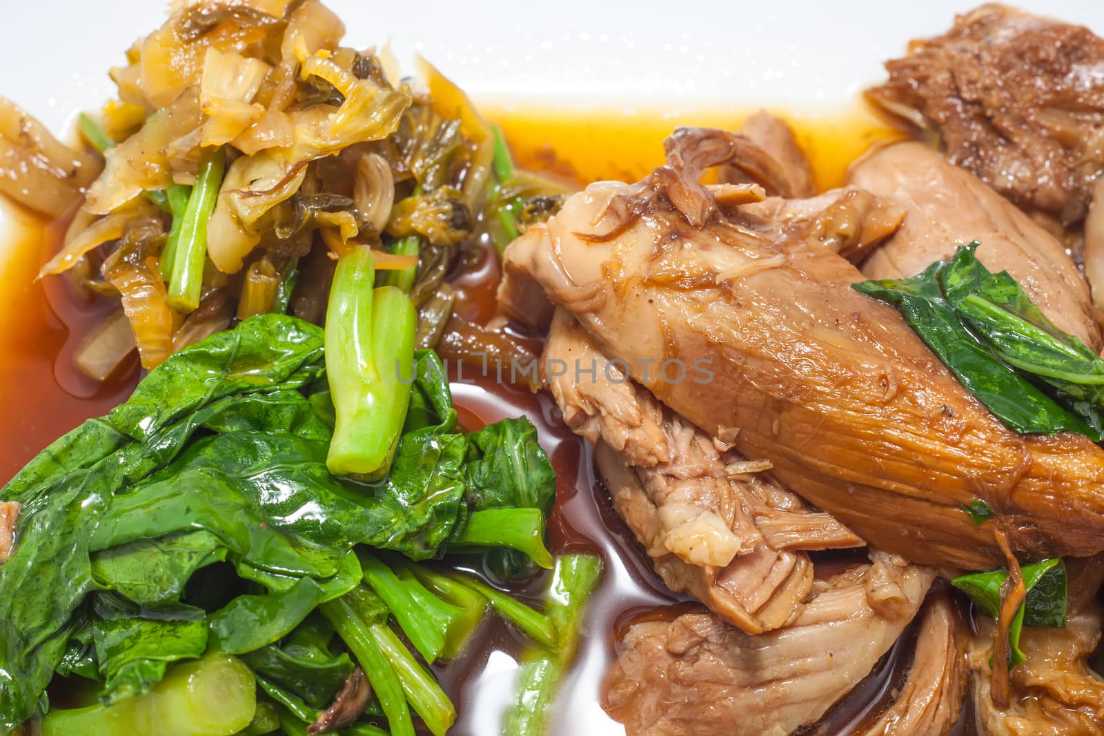 Steam pork leg with vegetable