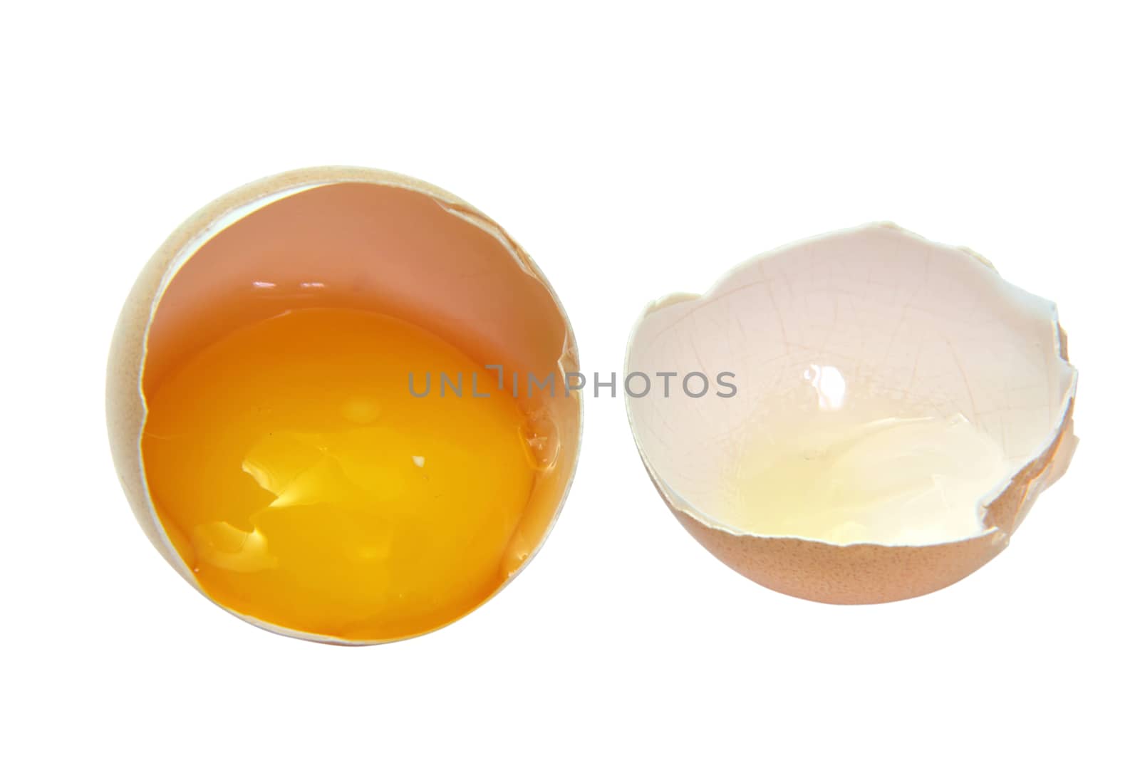 Broken egg shell isolated on a white background.