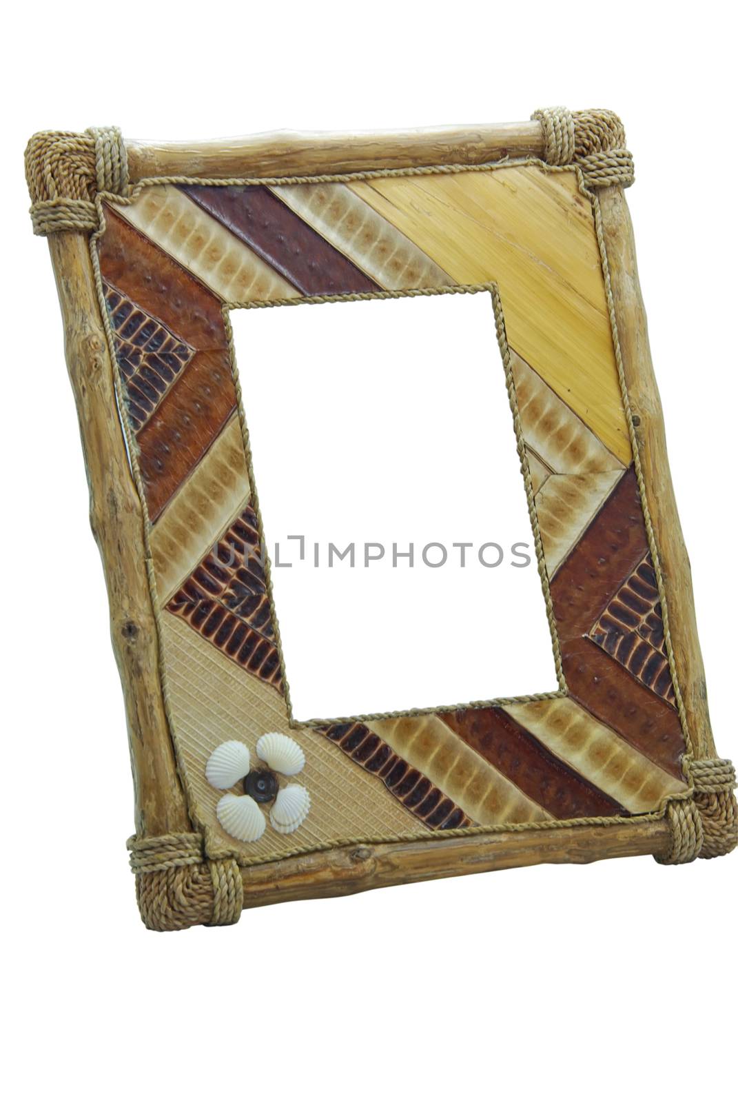 Frame for a photo from wood and leather.