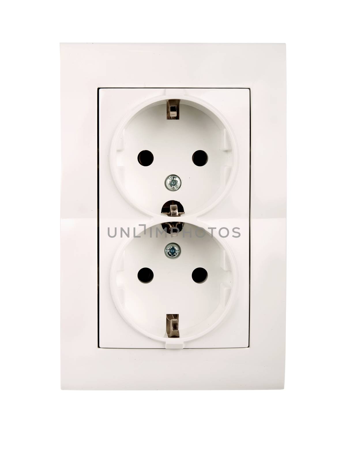 double electric socket isolated on white background