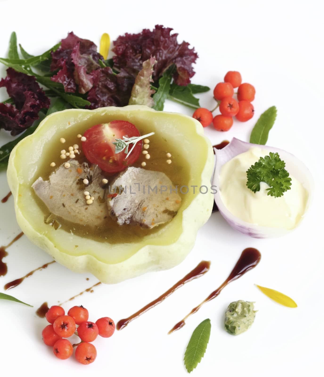 savory appetizer with pork tongue in jelly