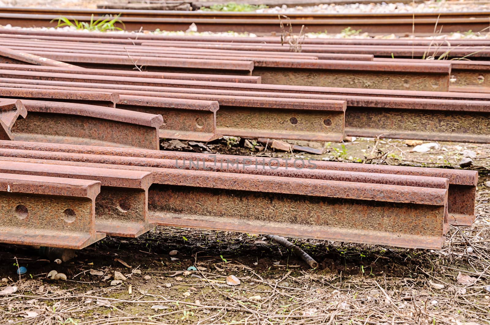 Old train rails by NuwatPhoto