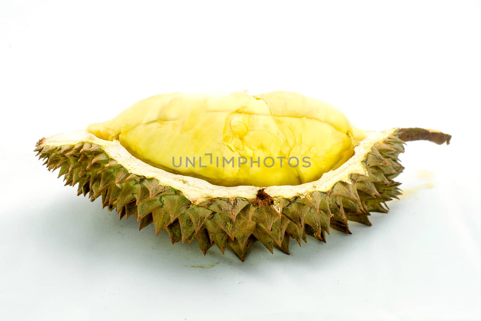 Durian is king of tropical fruit from southeast Asia isolated on white background