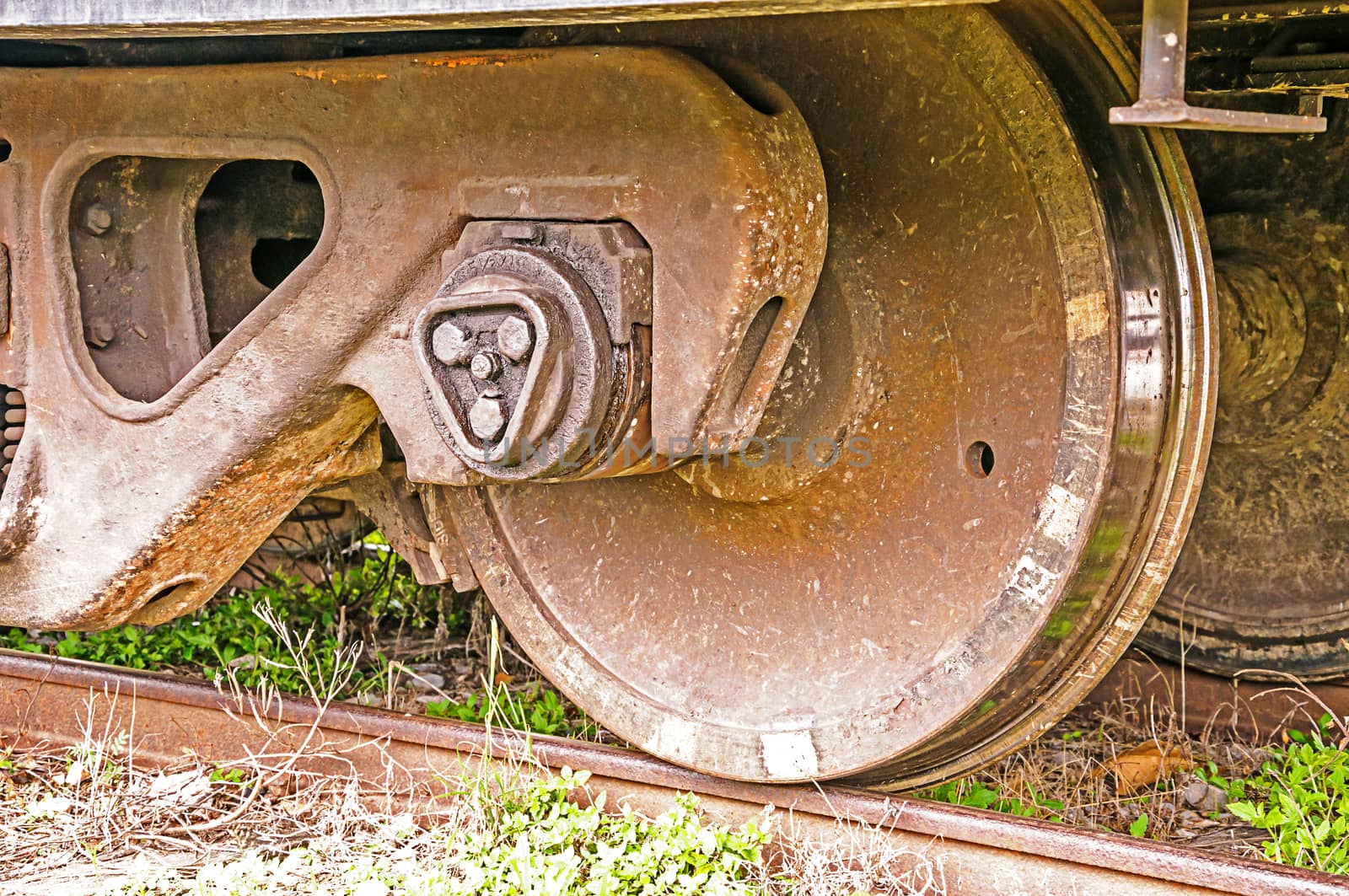 Wheel of  train  by NuwatPhoto