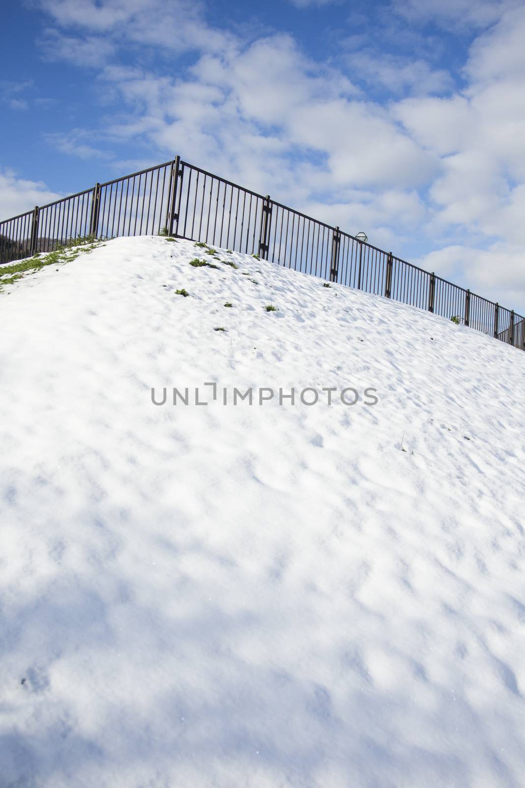 Stairway in park winter season with snow by 2nix