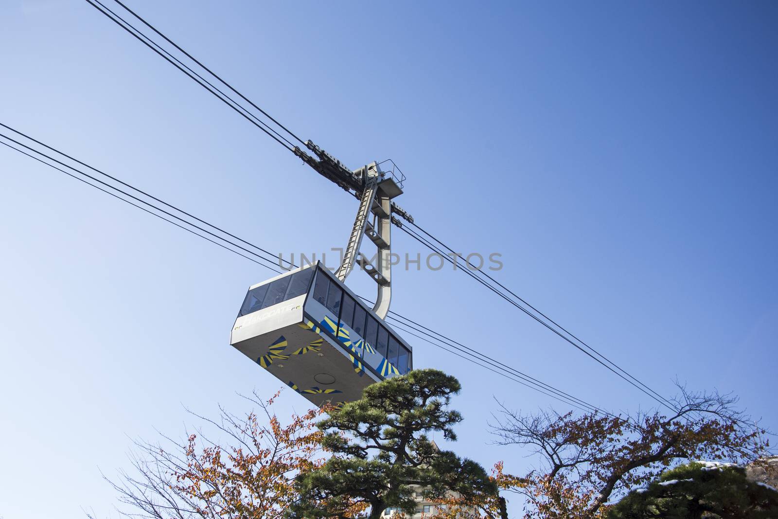 Hakodate ropeway with bluesky. Hokkaido. Hakodate. Japan