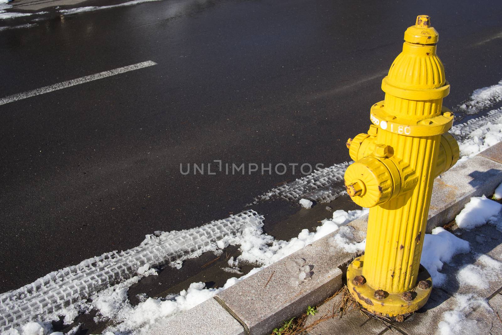 Yellow Fire pumps on the street