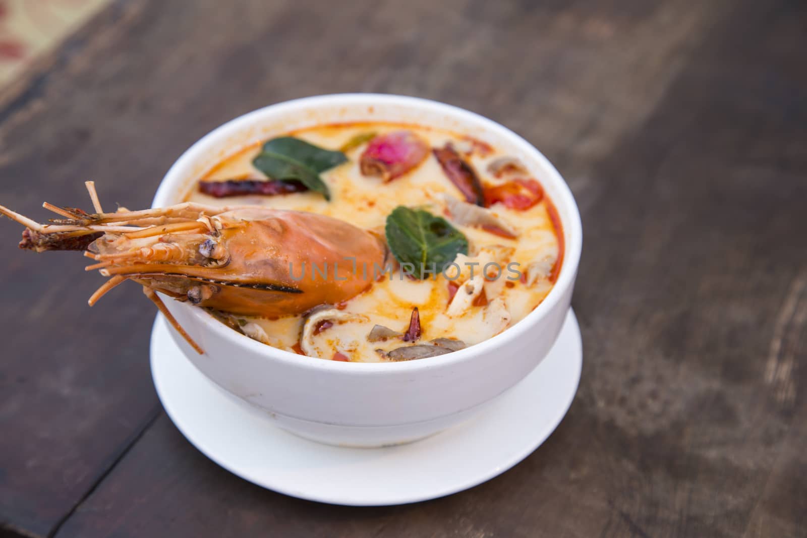 Thai spicy soup. Tom yum koong Thai spicy food. by 2nix