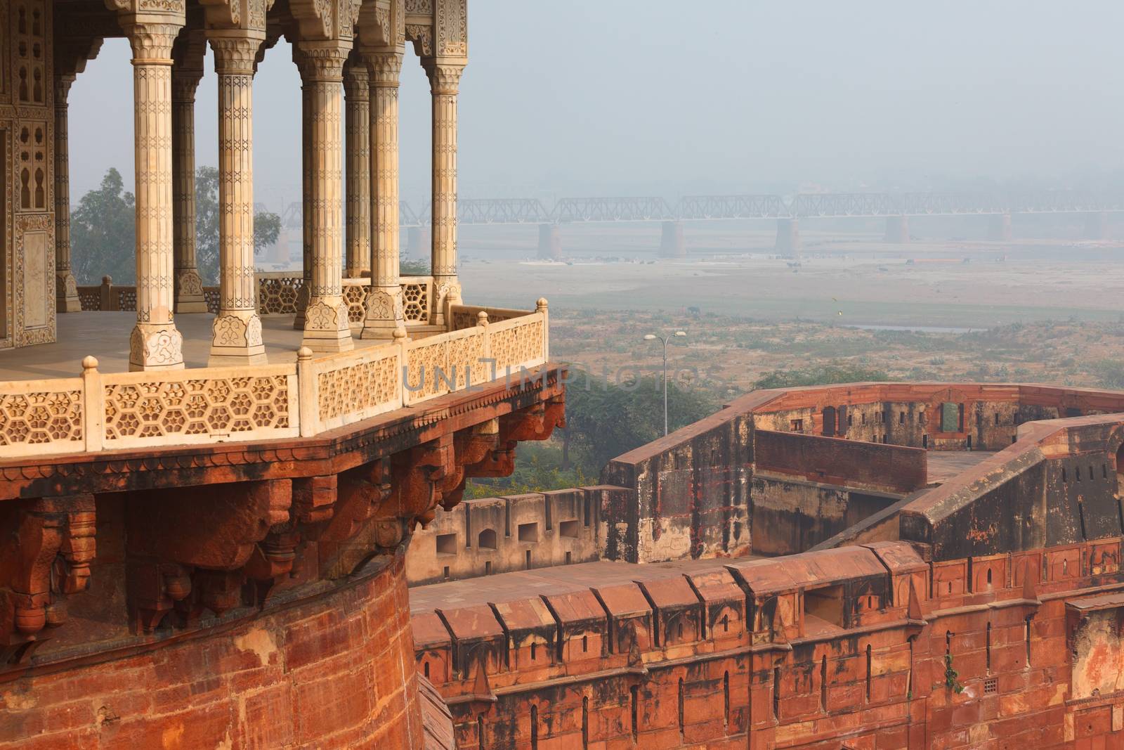 Balcony and gallery of Agra fort, India