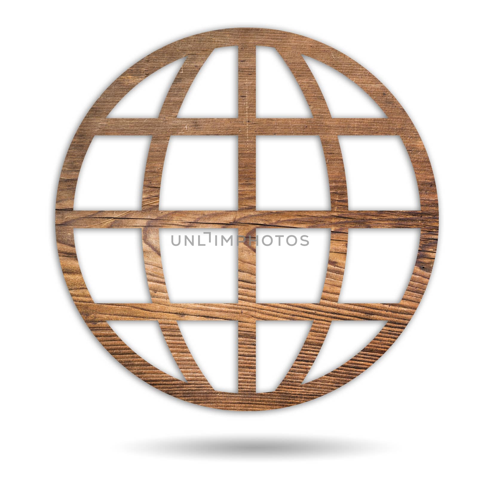 Earth day wood isolated on white background