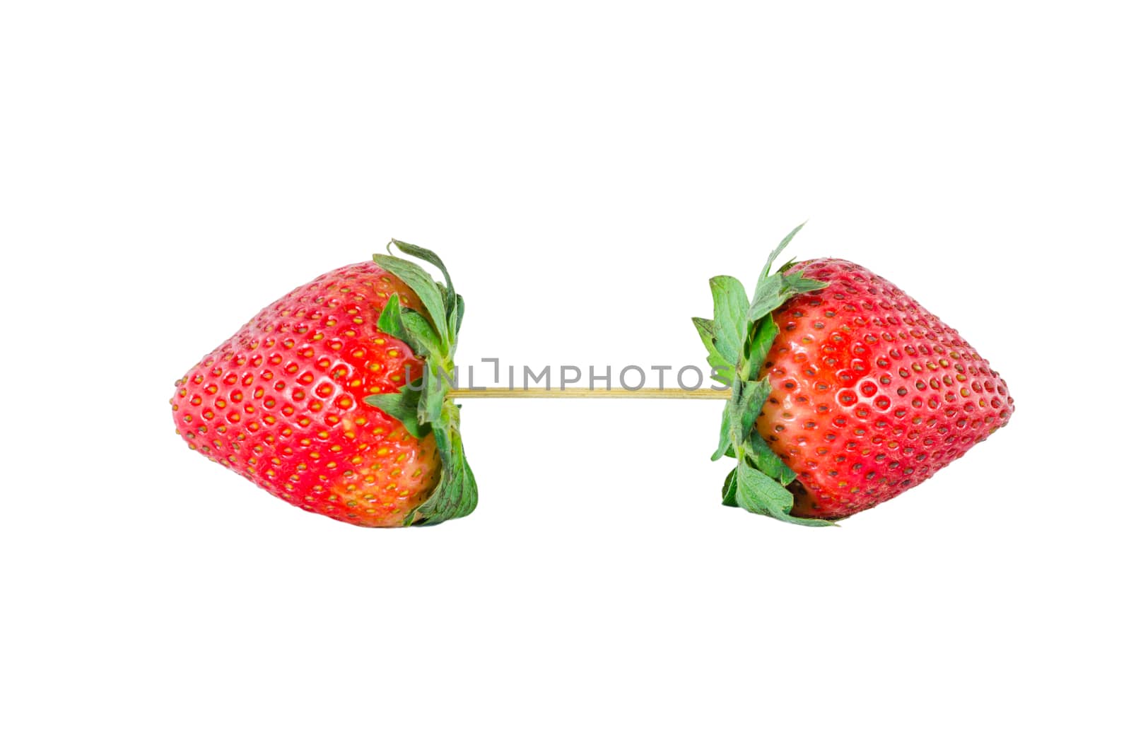 Organic Strawberry fruits nature on the white background dumbbell