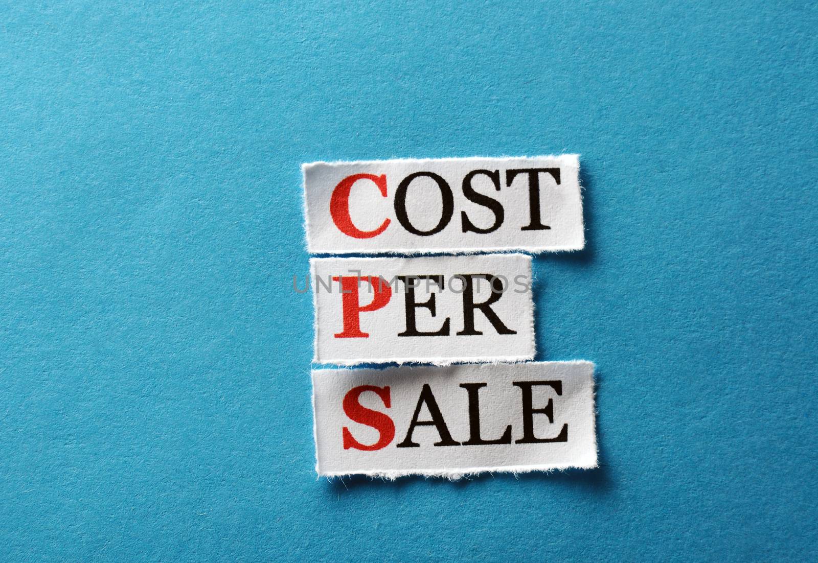 CPS cost per sale, words on cut paper hard light