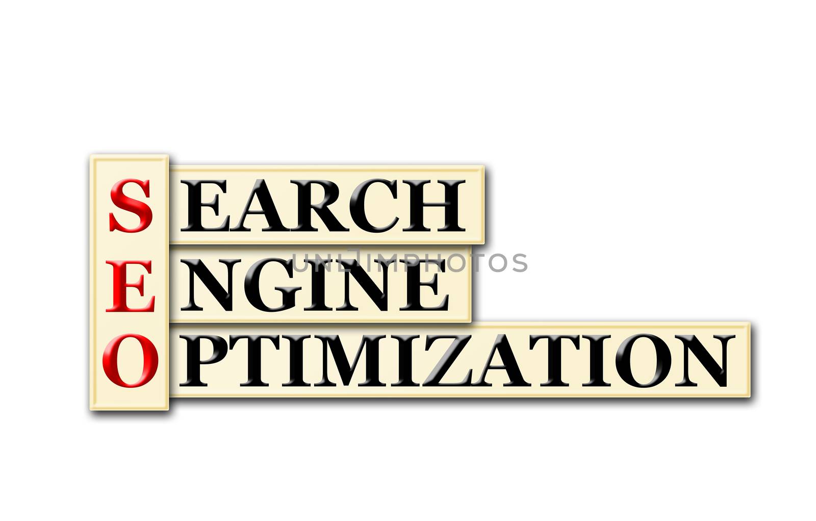 Conceptual SEO Searh Engine Optimization  acronym on white 