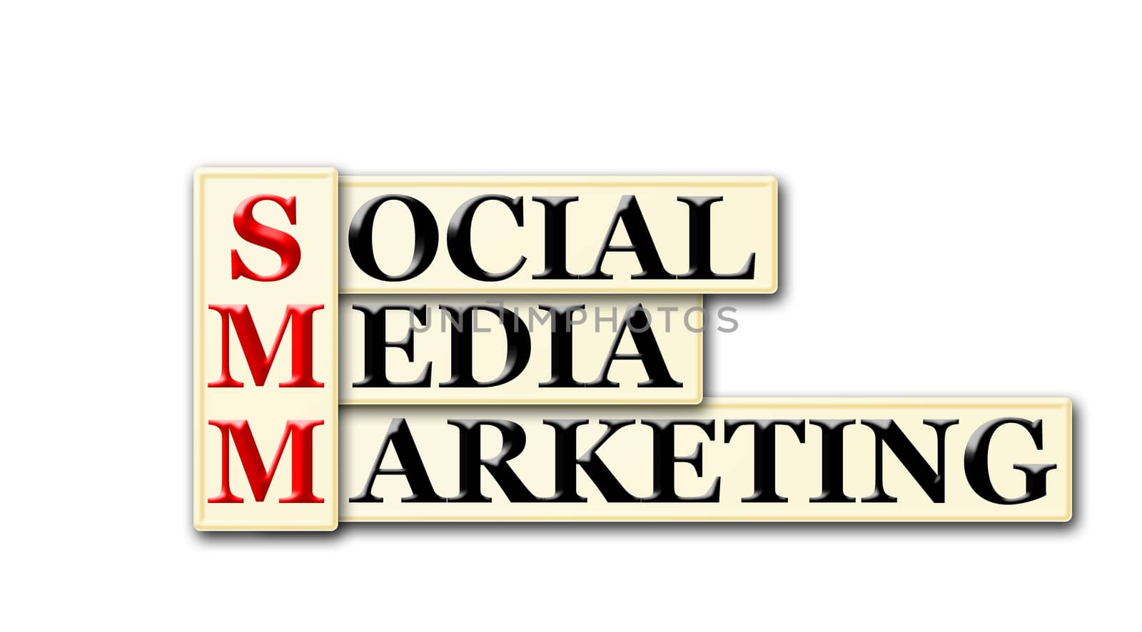 Conceptual SMM Social Media  Marketing  acronym on white