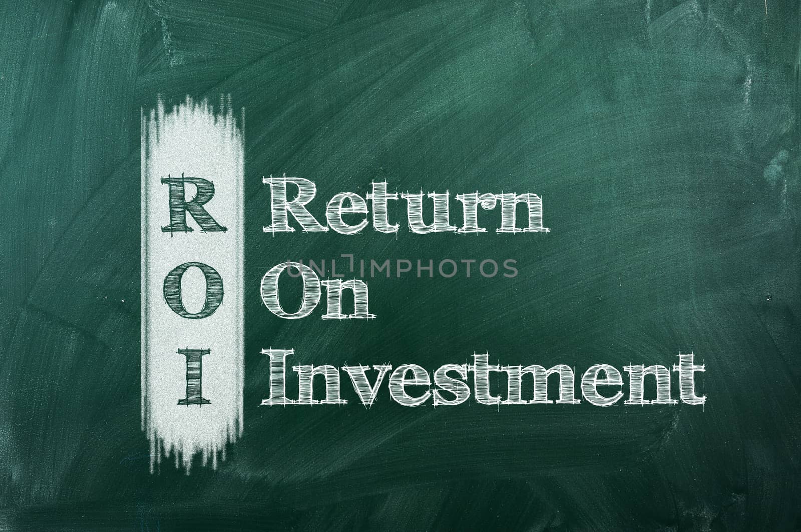 ROI acronym on green  chalkboard  Return On Investment