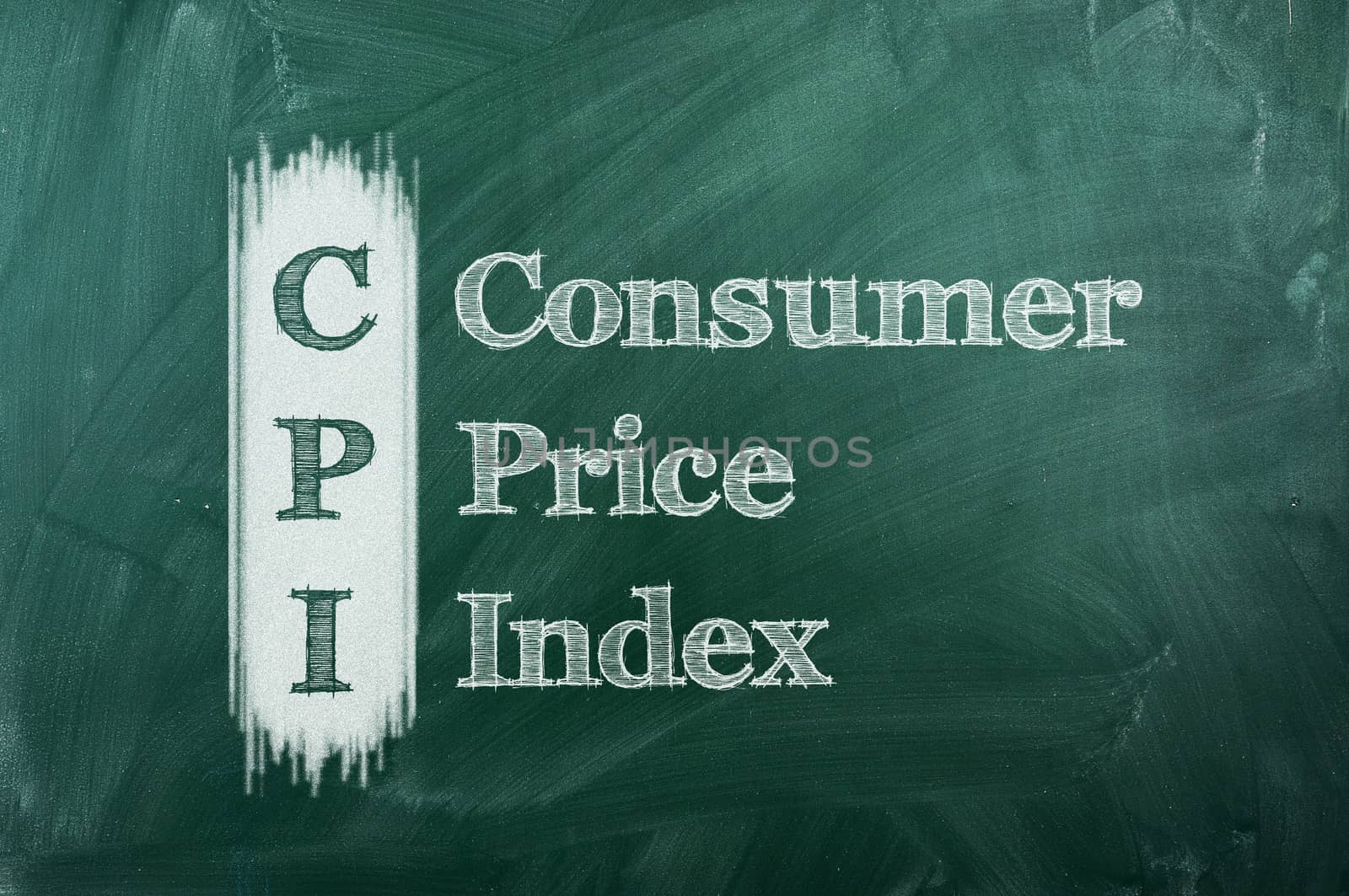 CPI Consumer Price Index on green chalkboard