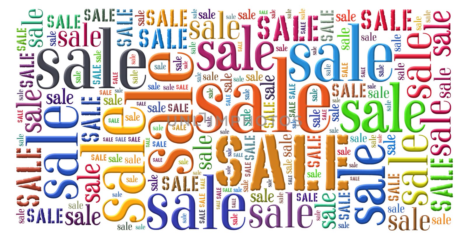 Sale concept  in a colorful  word cloud 