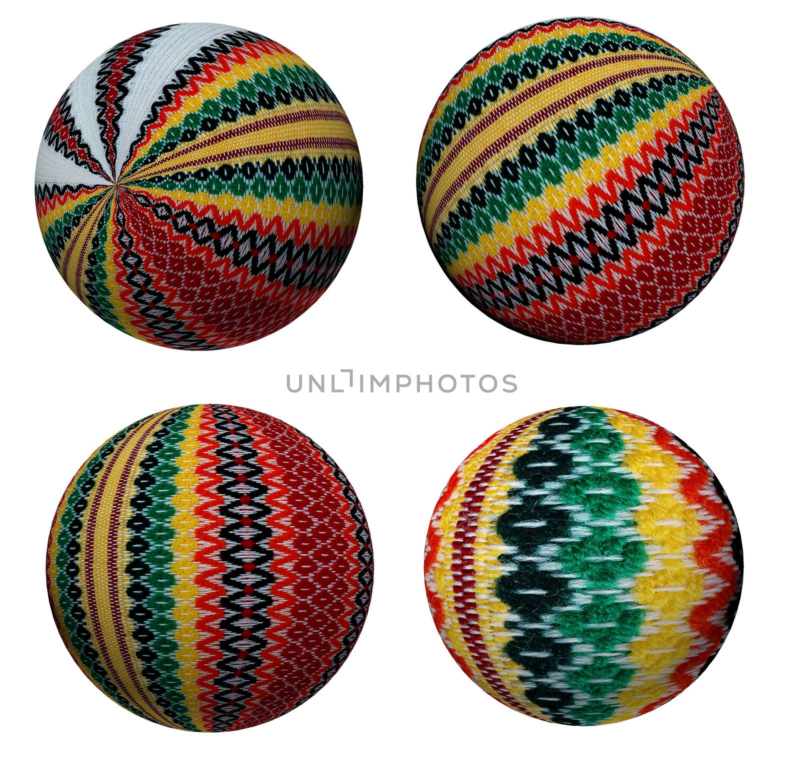 Collection of attractive decorative colored balls made of fabric. Suitable for Christmas and more.