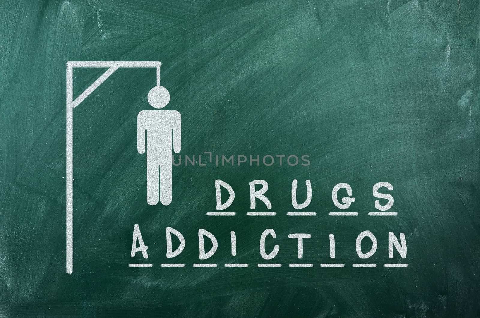 drugs adiction concept on blackboard