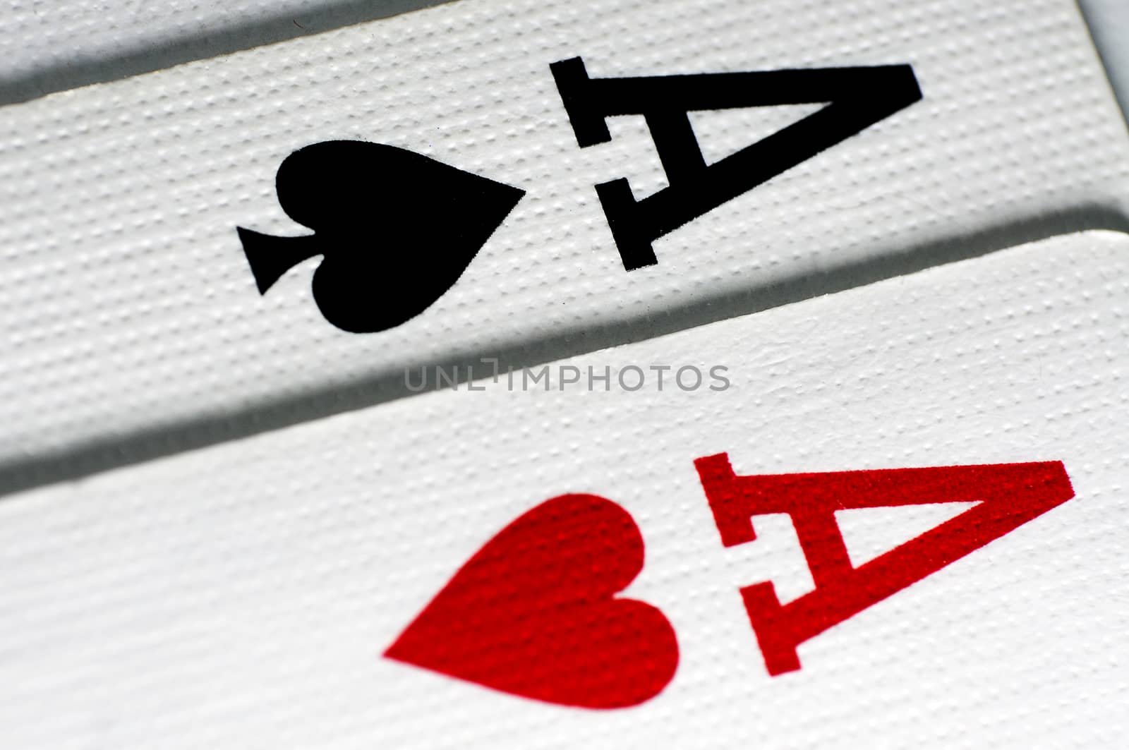A pair of aces playing cards macro close up. 