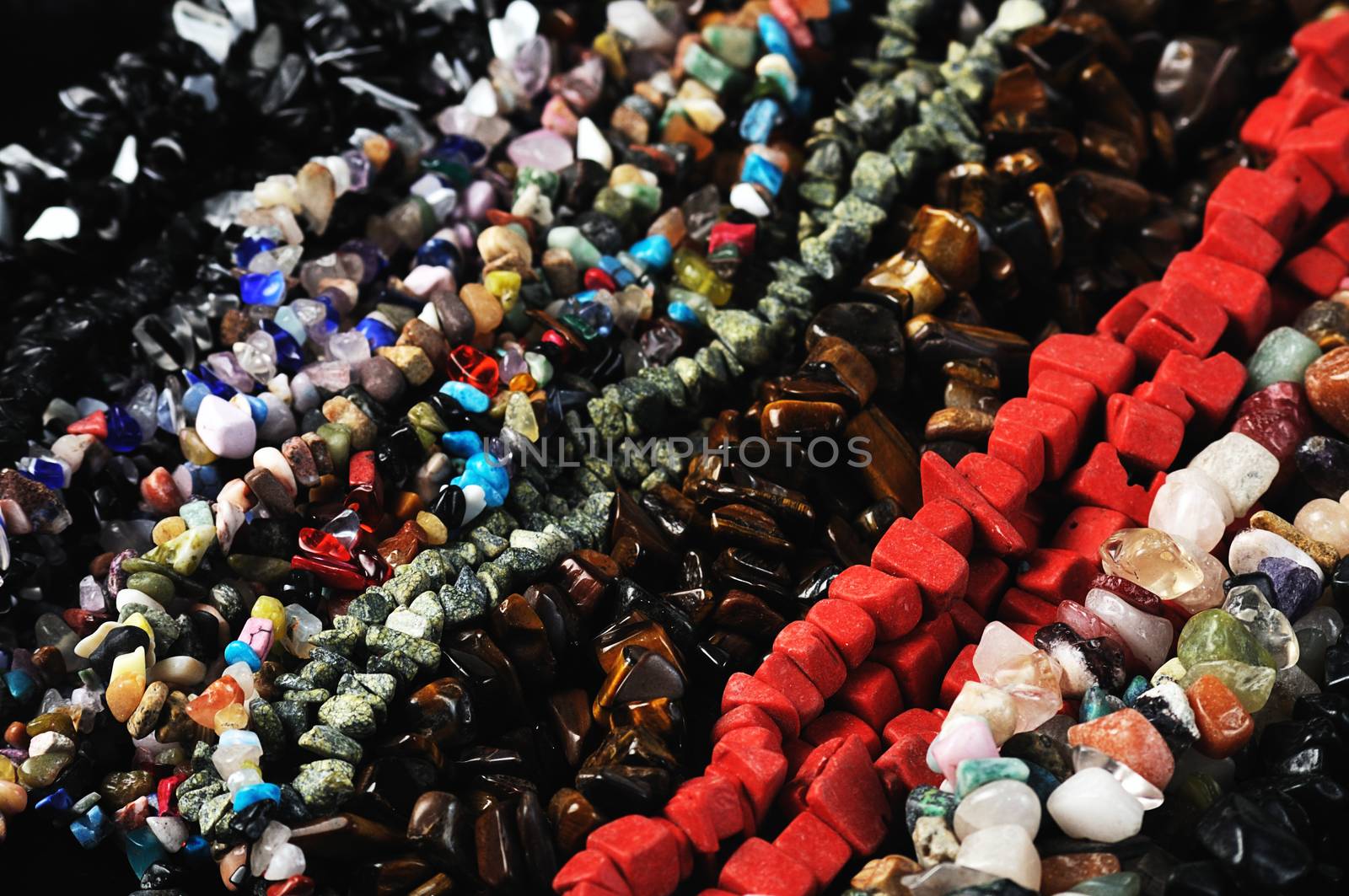 Colorful natural gem  stones necklaces ,suitable for backgrounds .
