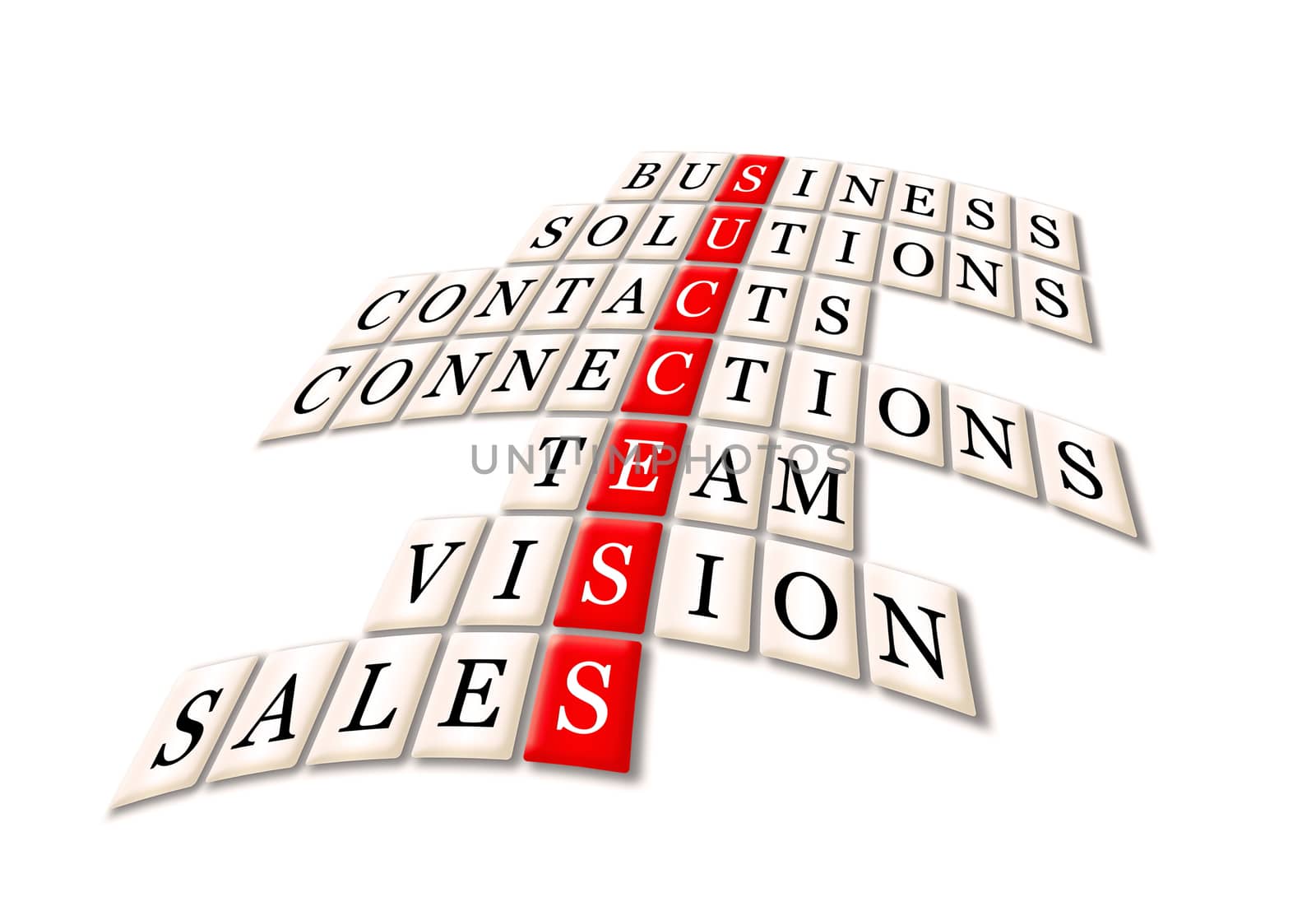 acronym of success- business, solutions, contacts, connections, team,vision,sales