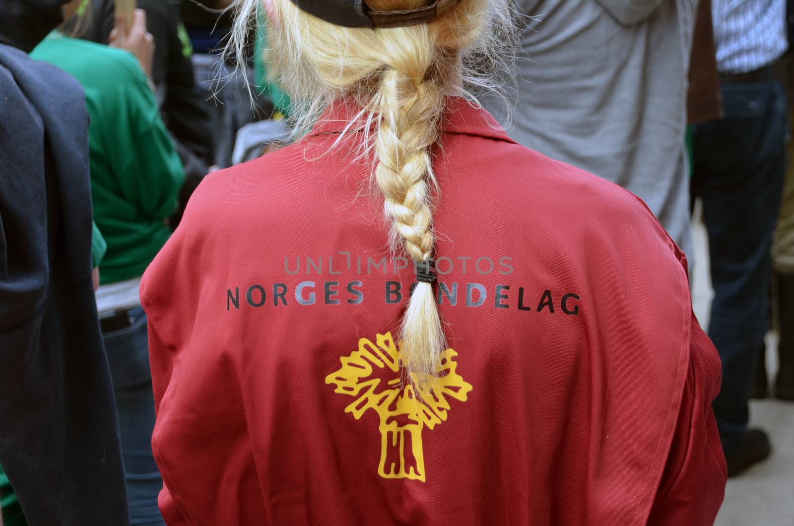 A female Norwegian farmer protest the Norwegian government's agricultural policies during a rally organized by the Norwegian Agrarian Association (Norsk Bondelag) in Oslo.