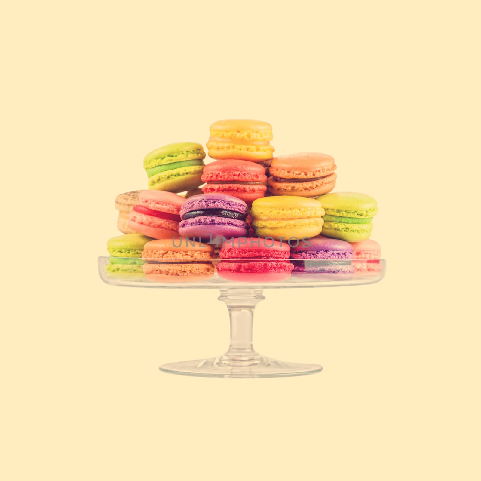 french colorful macarons in a glass by zhu_zhu