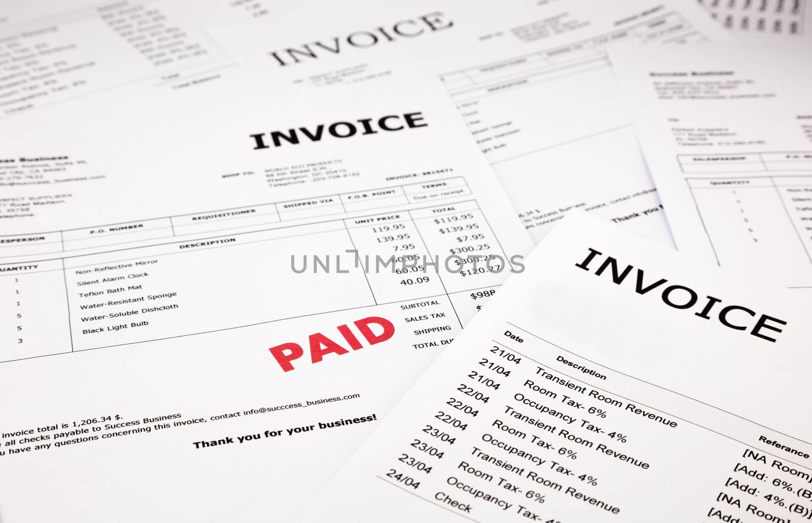 invoices and bills with paid stamp  by vinnstock