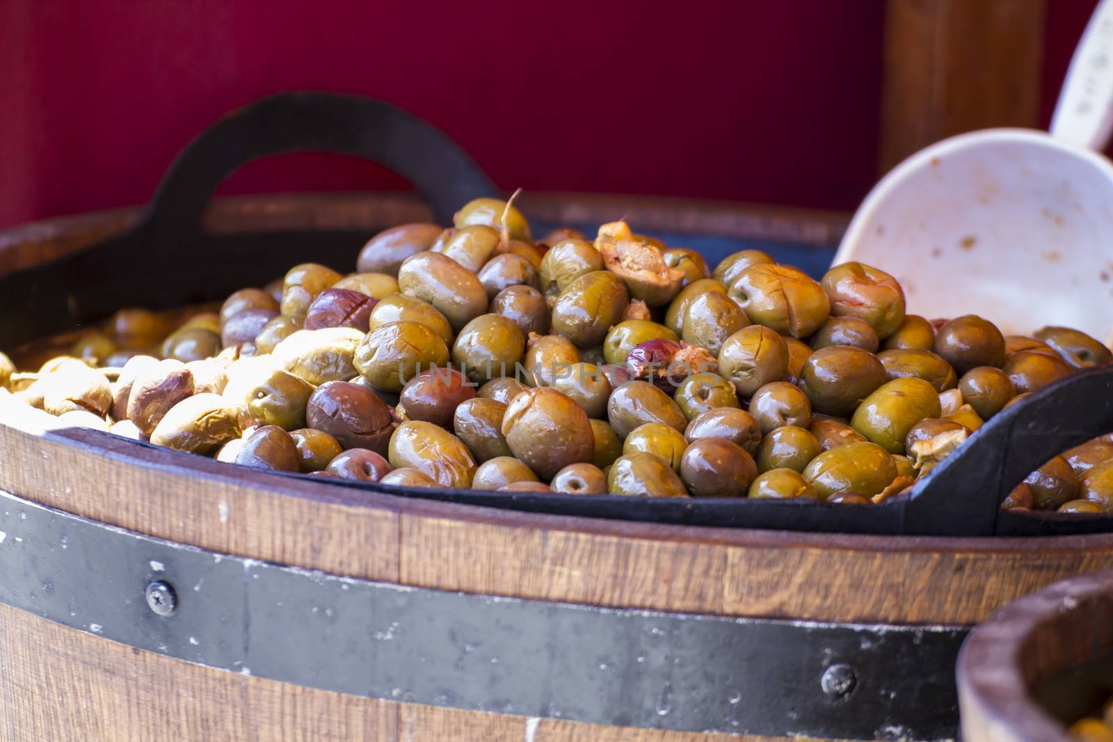 Cocktail, Wooden drums with olives and variants by FernandoCortes