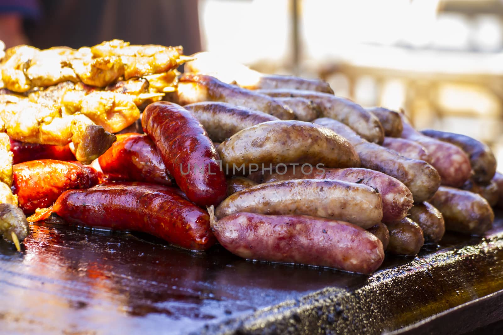 Barbecue, artisan sausages in a medieval fair by FernandoCortes