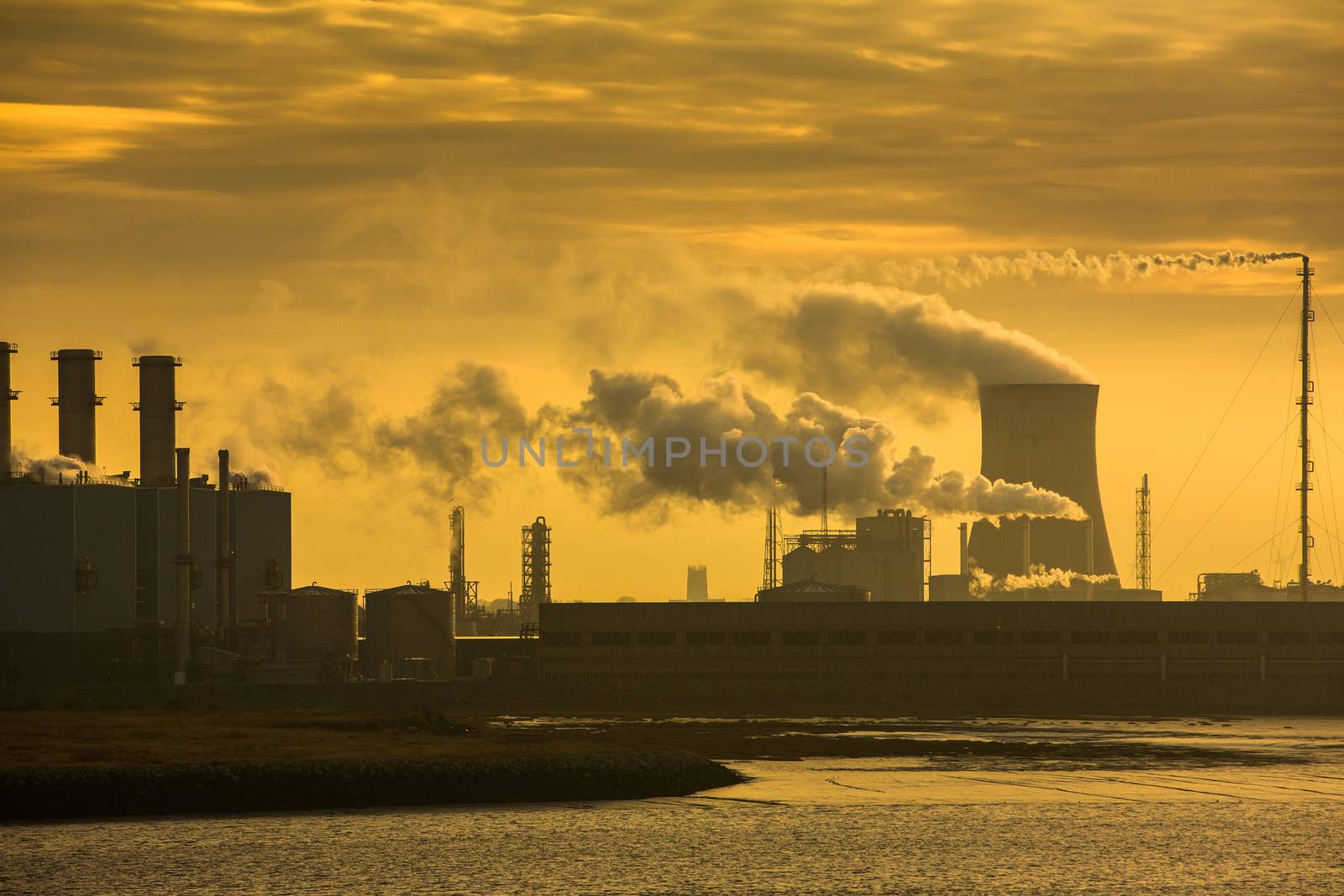 Power plant at sunrise