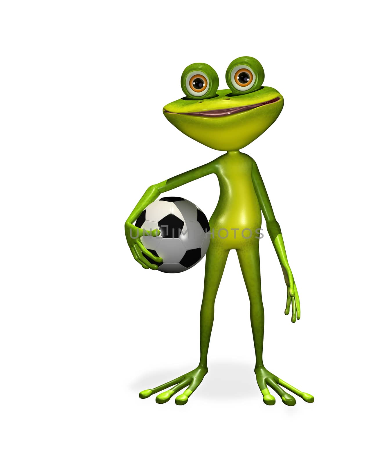 illustration  merry soccer player frog with ball